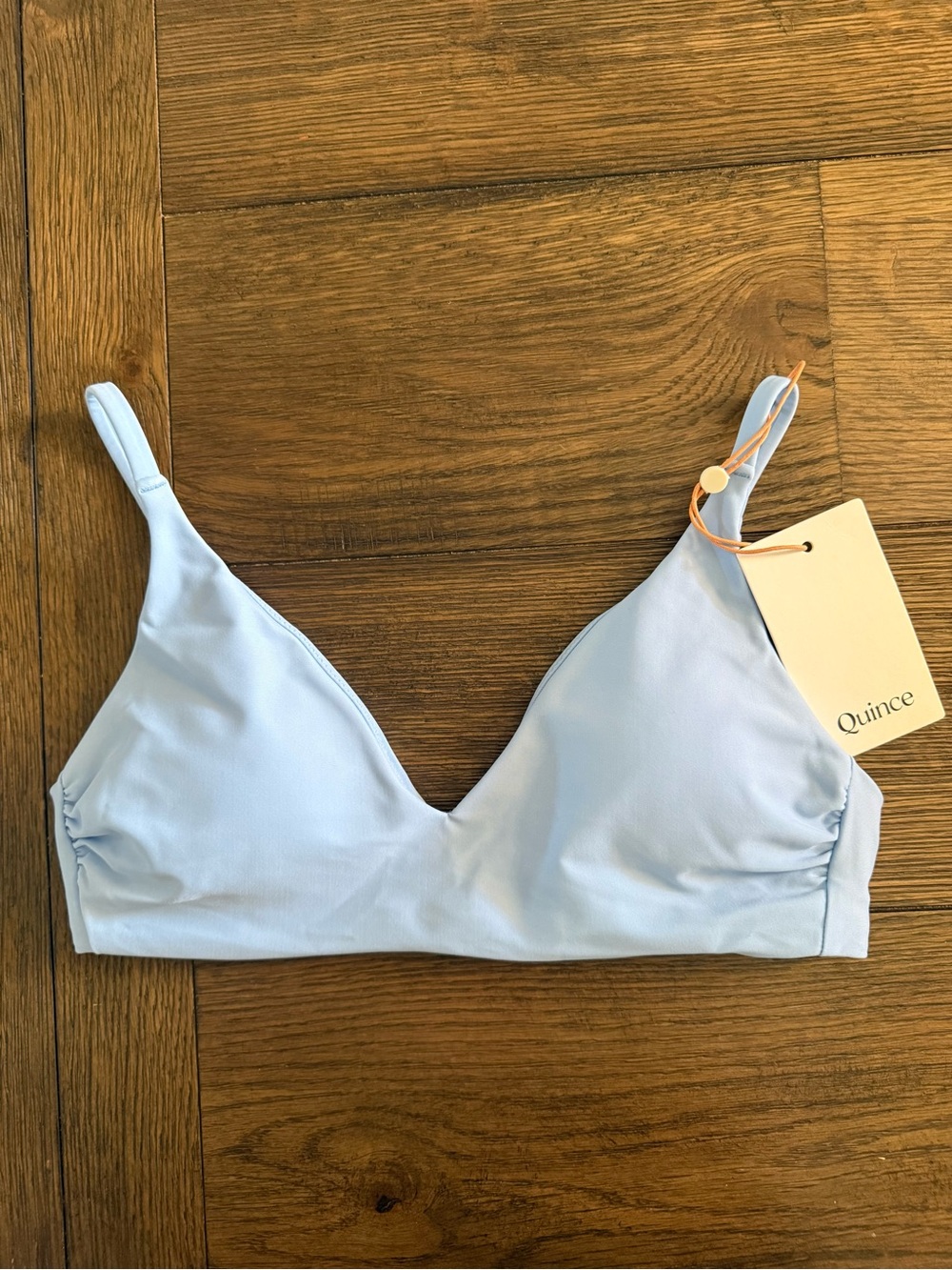 Quince Light Blue Triangle Bikini Top XS NWT Minimalist Swim
